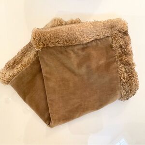 Pottery Barn Pillow Sham Tan Faux Fur Trim